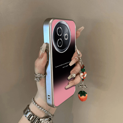 适用vivoY300i手机壳vivo Y300i黑粉渐变英文保护套viv0新款外壳硅胶全包防摔viviyvovoy步步高voviy男女高级