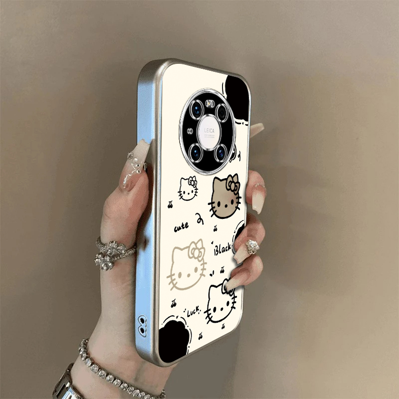 适用华为mate40pro手机壳新款mete40全包防摔mate40e曲屏外壳Pro软硅胶m40男女mt40系列保护套猫爪凯蒂猫镂空