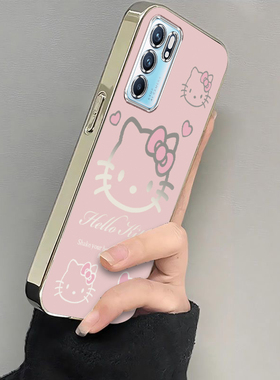 适用oppoReno6手机壳Reno6pro+新款opopreno65G全包防摔外壳reon十opp0pp0pporeno6软硅胶保护套5G粉色kt猫潮