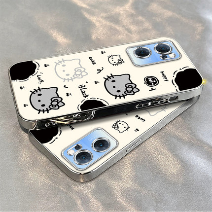 适用oppoReno7手机壳Reno7pro女新款opporone7SE全包防摔reon75G系列硅胶外壳opp0pp0ppor保护套5G黑白kt猫