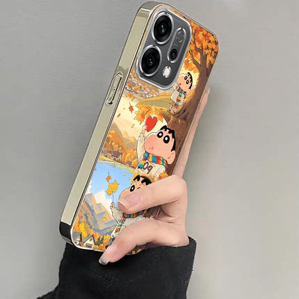 适用oppoReno14手机壳13Pro新款reno11/10镜头全包reon7/6/5防摔9/8por+硅胶套rone4se可爱软外壳2Z枫叶小新