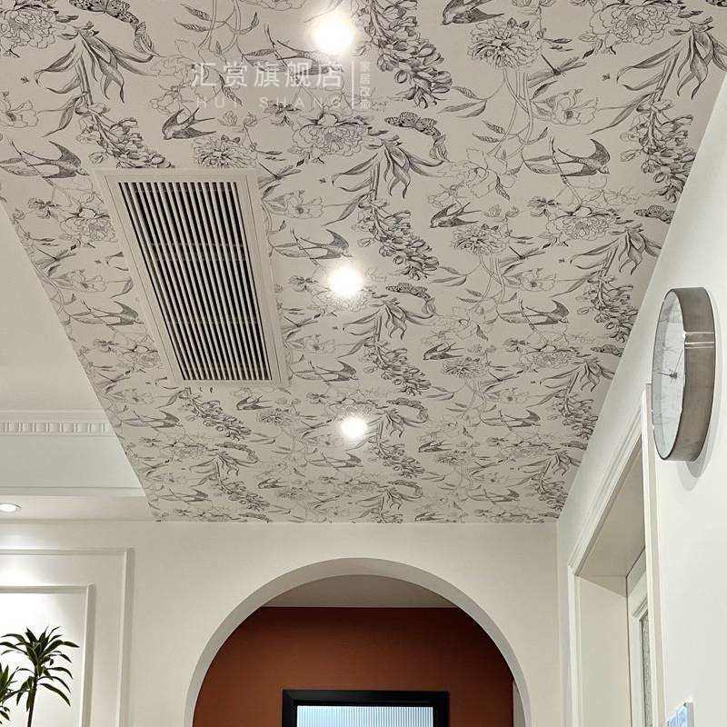 法式壁纸卧室电视背景墙燕子壁画自粘墙纸房间天花板屋顶玄关贴纸,家居饰品,软装墙贴,淘宝优惠券,粉丝福利购,淘宝优惠卷