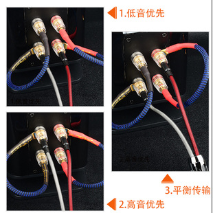 天蓝Tanner无氧铜6N音箱跳线双线分音hifi香蕉头Y插U插音响喇叭线