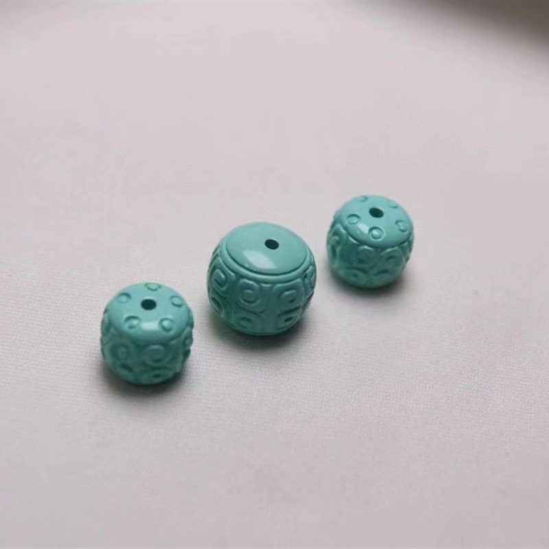 绿松石散珠回纹老型桶珠原石配饰配珠单颗隔珠子顶珠腰珠天然原矿