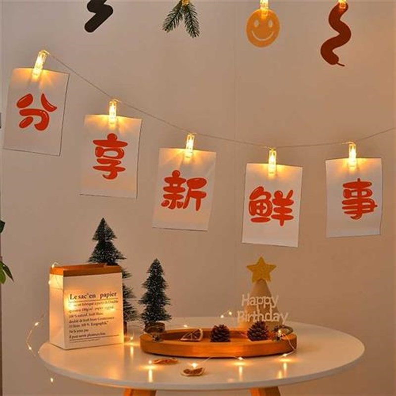 寿星30岁生日布置女孩家里网红串灯拉旗儿童周岁装饰成人惊喜条幅