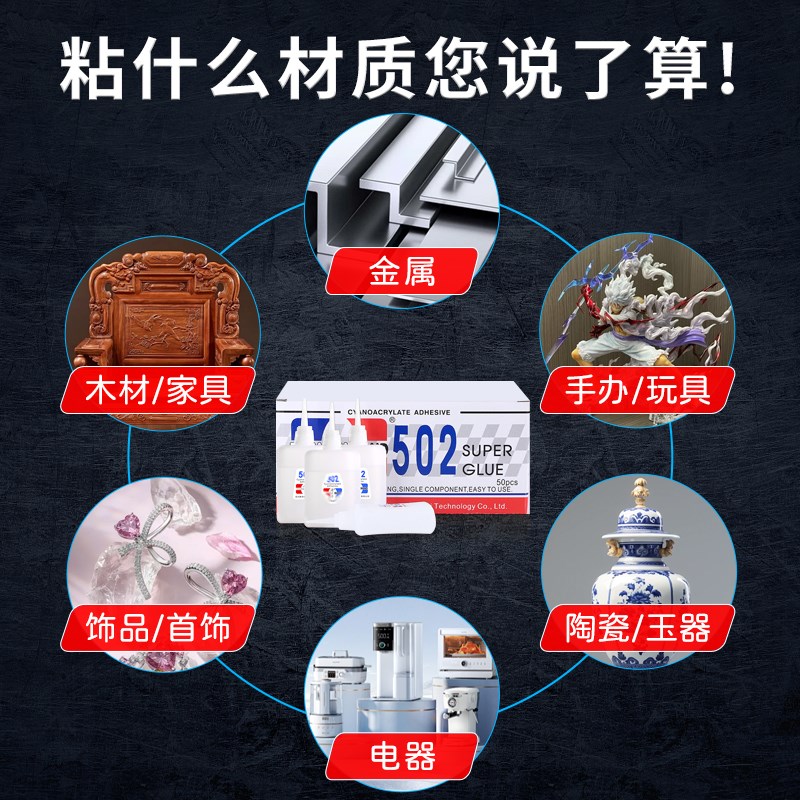 热销502强力胶水三秒胶3秒王胶水广告喷绘布工艺品家具木材修补50