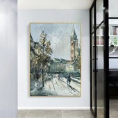 热销手绘油画漫步巴黎抽象客厅背景墙装 饰画玄关走廊轻奢挂画餐厅