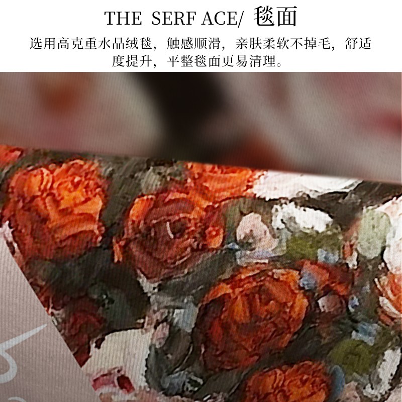 热销入户门垫进门地垫可裁剪油画花朵水晶绒玄关进门地毯门口耐脏