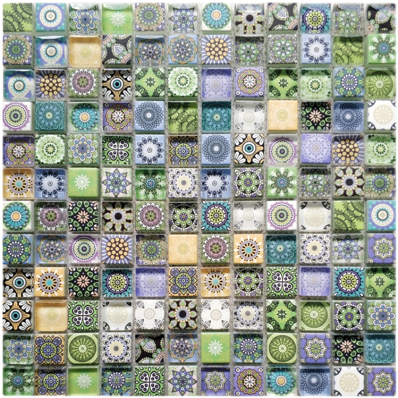 热销简约水晶玻璃喷墨3D打印瓷砖卫生间厨房背景墙拼图拼花复古马