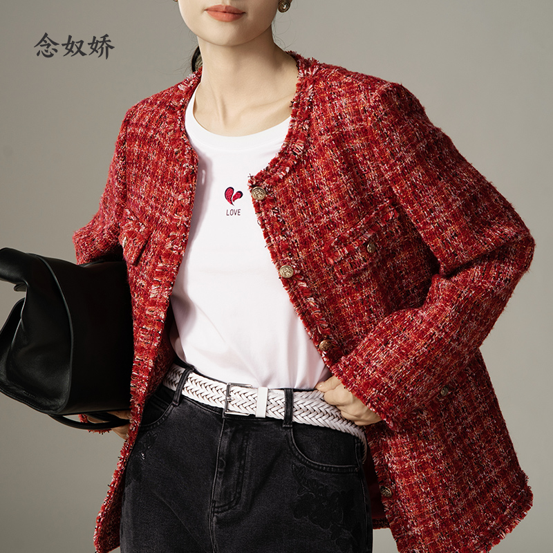 念奴娇小香风短款毛呢外套