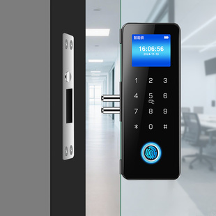 玻璃门密码锁办公室双开单门双门有框电子指纹公司智能门锁指纹锁