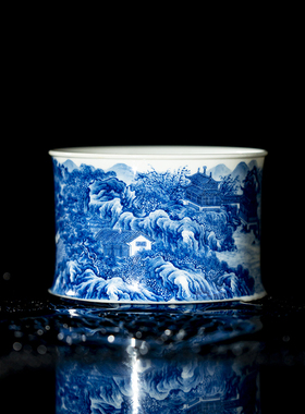 【墨舍名窑】墨尚观山青花岳阳楼杯msgs79