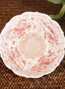 【墨舍名窑】一拓天成奏乐飞天珐琅彩花口壶承 yttc392