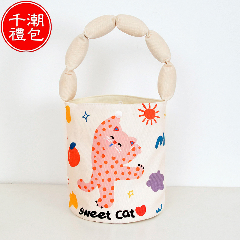 帆布手提水桶包卡通可爱儿童生日