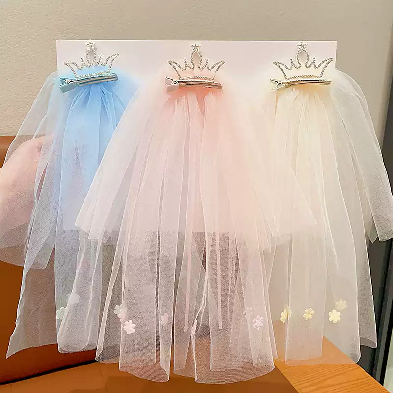 儿童皇冠纱纱发夹头饰小女孩公主