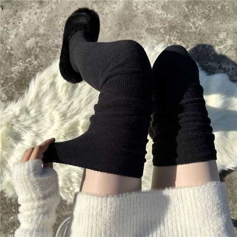 过膝袜子女秋冬季长筒加绒加厚