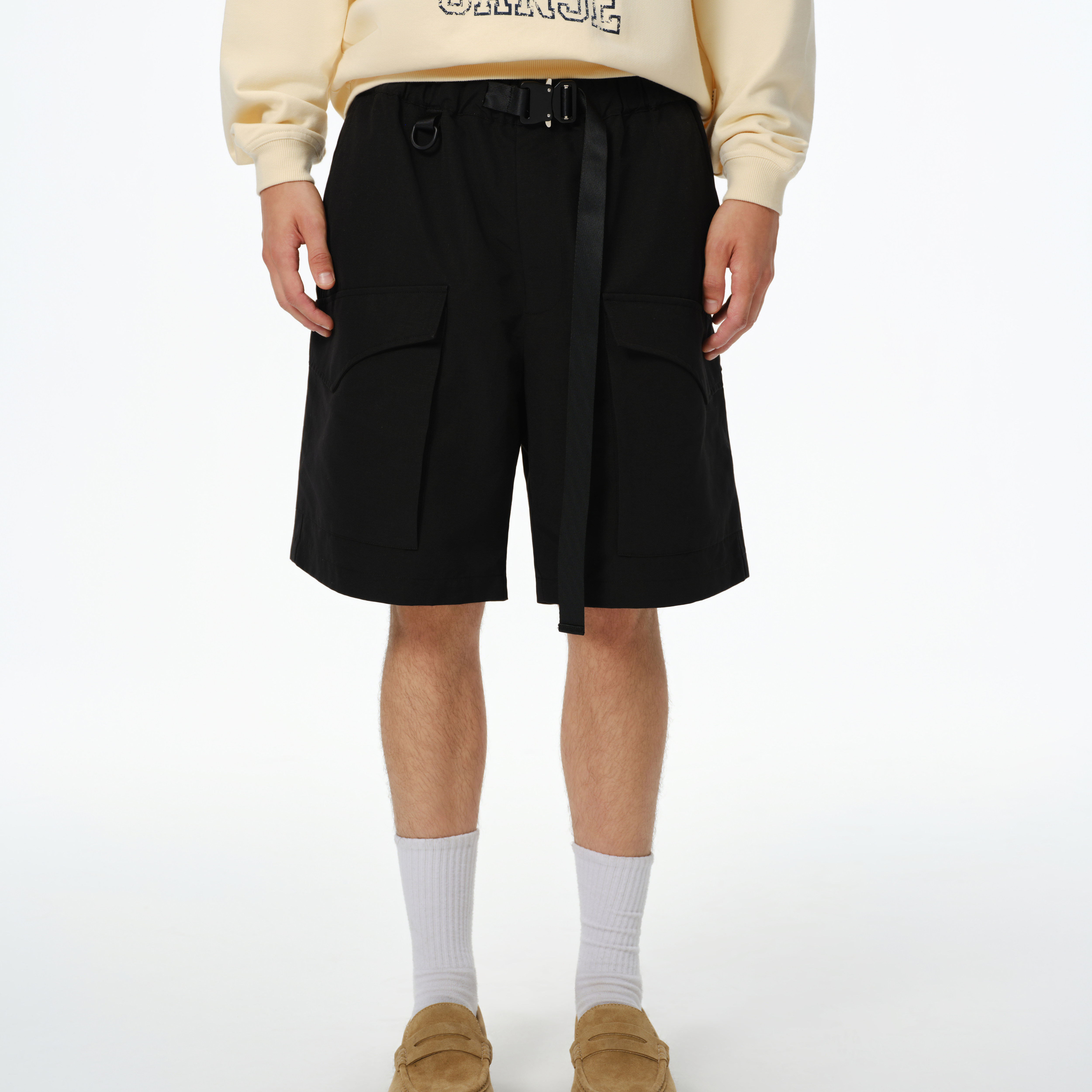 sanse 美式高街机能大口袋设计感潮牌宽松休闲纯色工装短裤中性裤,男装,短裤,淘宝优惠券,粉丝福利购,淘宝优惠卷