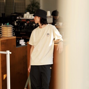 sanse潮牌T恤夏宽松百搭上衣休闲印花中性短袖男女同款街头文化衫