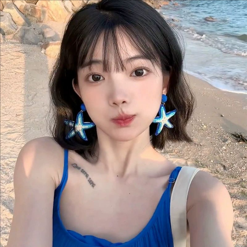 夏威夷度假风蓝色海星耳环