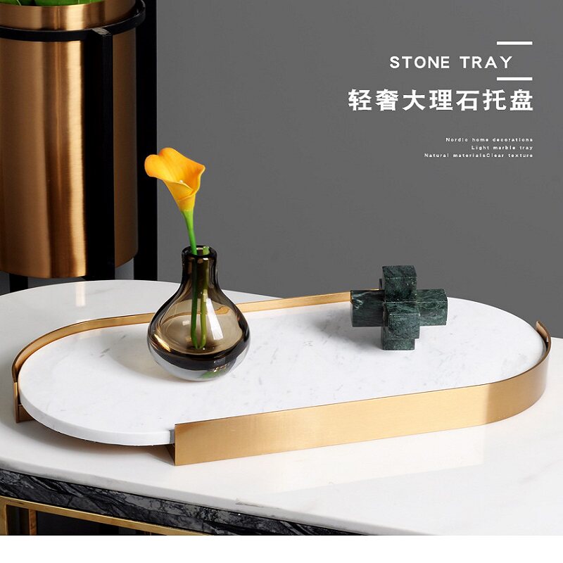 轻奢风大理石金属香薰托盘样板间酒店民宿洗手台餐厅茶几装饰摆件,家居饰品,香薰托盘,淘宝优惠券,粉丝福利购,淘宝优惠卷
