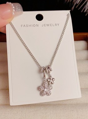 精致时尚气质高级感圆环花朵项链小众设计轻奢甜美秋冬新款毛衣链