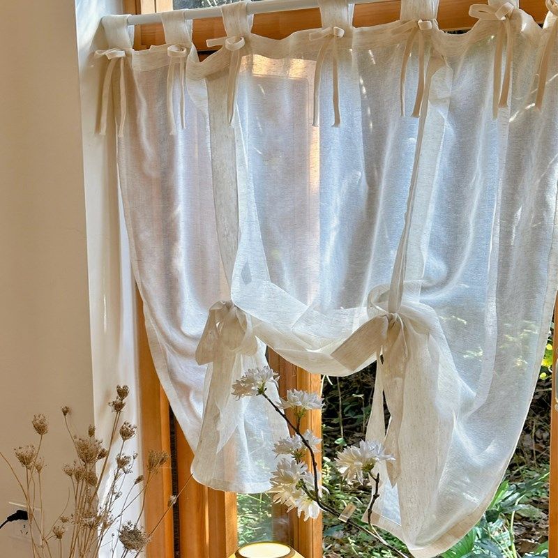 法式日式亚麻免打孔中古风衣帽间吊带款提拉帘书房侘寂风厨房窗帘,居家布艺,定制窗帘,淘宝优惠券,粉丝福利购,淘宝优惠卷