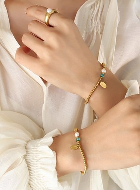 淡水珍珠小金珠拼接串珠手串水晶石手链复古小众不撞款手饰