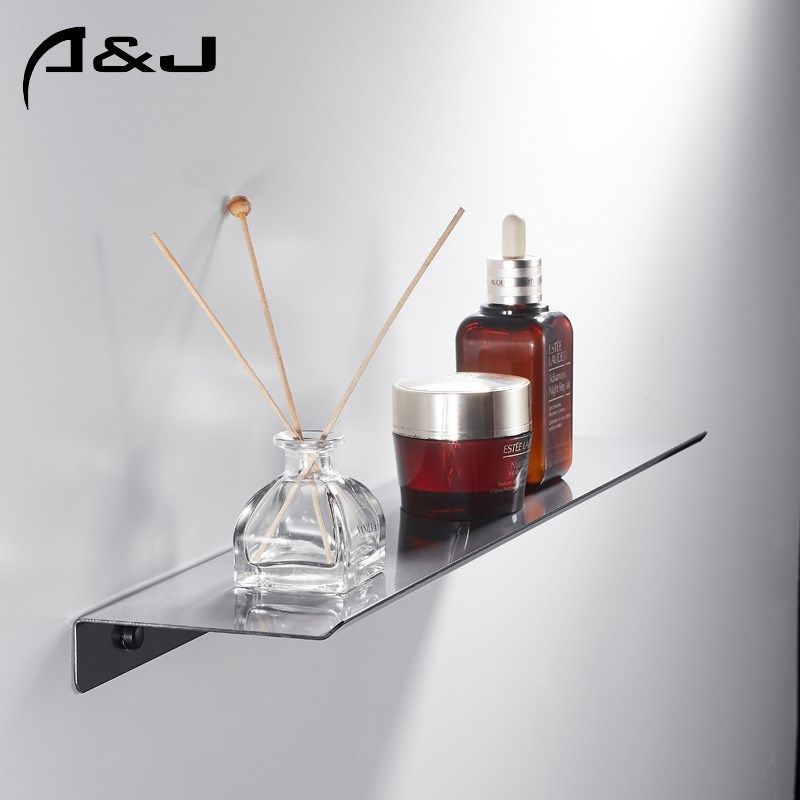 新款枪灰色卫浴置物架壁挂墙上一字隔板客厅背景墙面隔板置物架