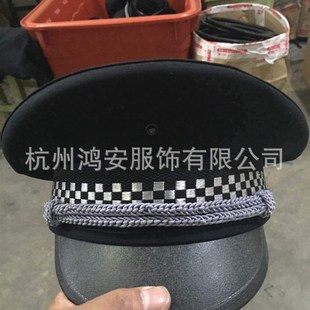 保安大檐帽黑色保安大盖帽子保安大沿帽物业保安大檐帽男女可定
