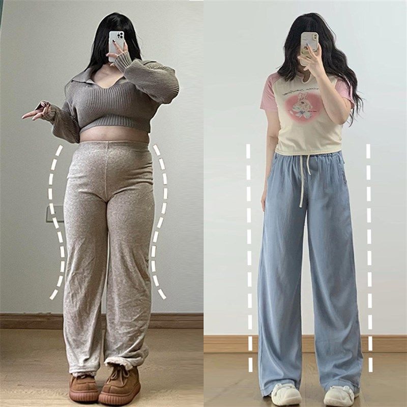 大码胖mm韩系高腰显瘦冰丝牛仔裤女夏季凉感蓝色休闲百搭直筒裤子,女装/女士精品,大码裤装,淘宝优惠券,粉丝福利购,淘宝优惠卷