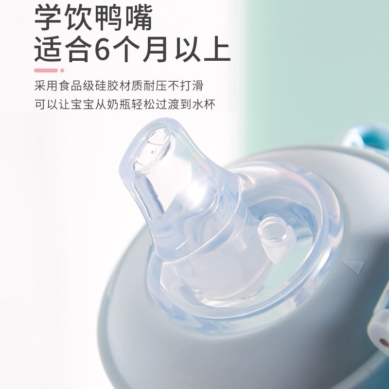 宝宝鸭嘴学饮杯婴幼儿喝水防呛带手柄新生儿训练杯子儿童吸管杯