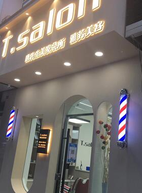 美发转灯le发d户外防水LLT超亮壁塑料发廊志标灯挂墙旋转挂理店灯