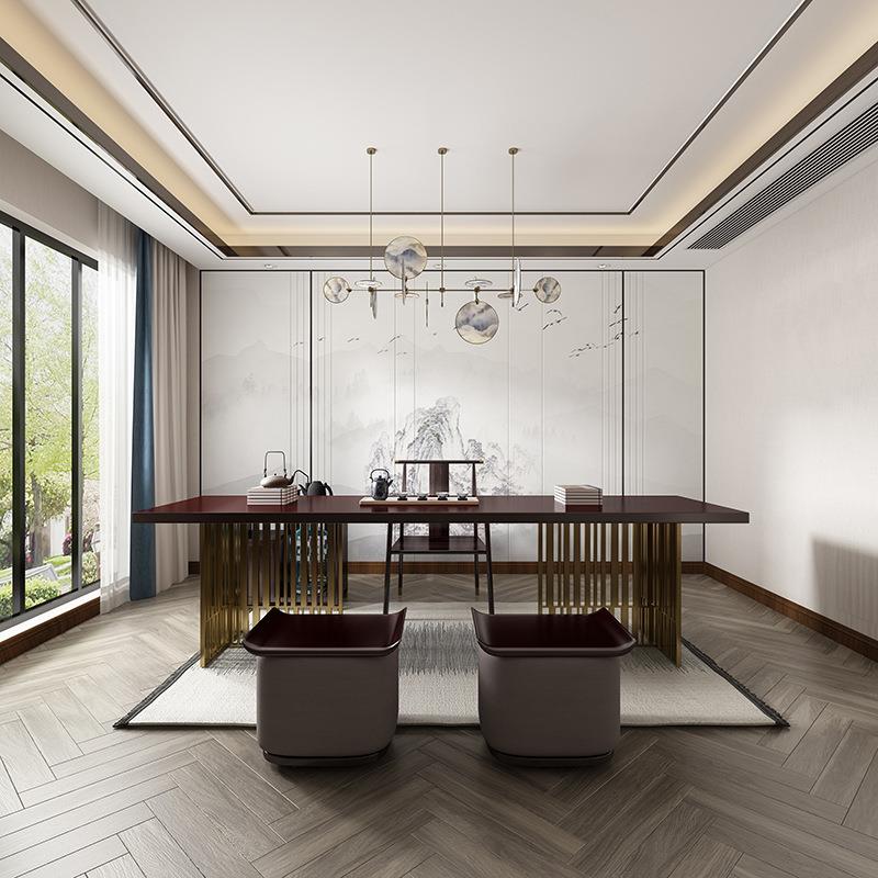 家用客厅UTV办禅意泡茶茶台桌公室待客喝茶长条大板桌实组木桌椅