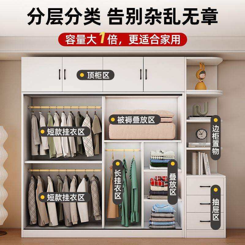 奥易迈实物木衣柜60深用室现代卧简约推拉门经济衣柜MLQ收家纳储