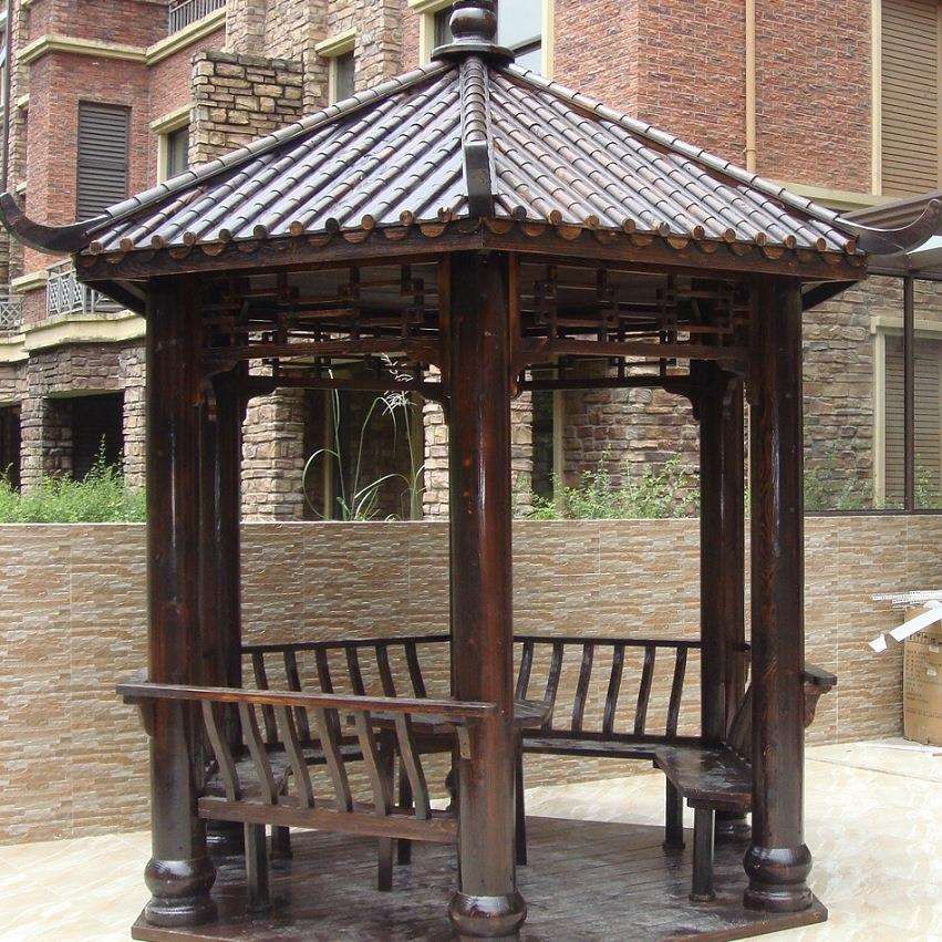 休闲庭凉亭户外院实木防腐墅木中式F95HH7JS亭子简六角亭凉亭易别