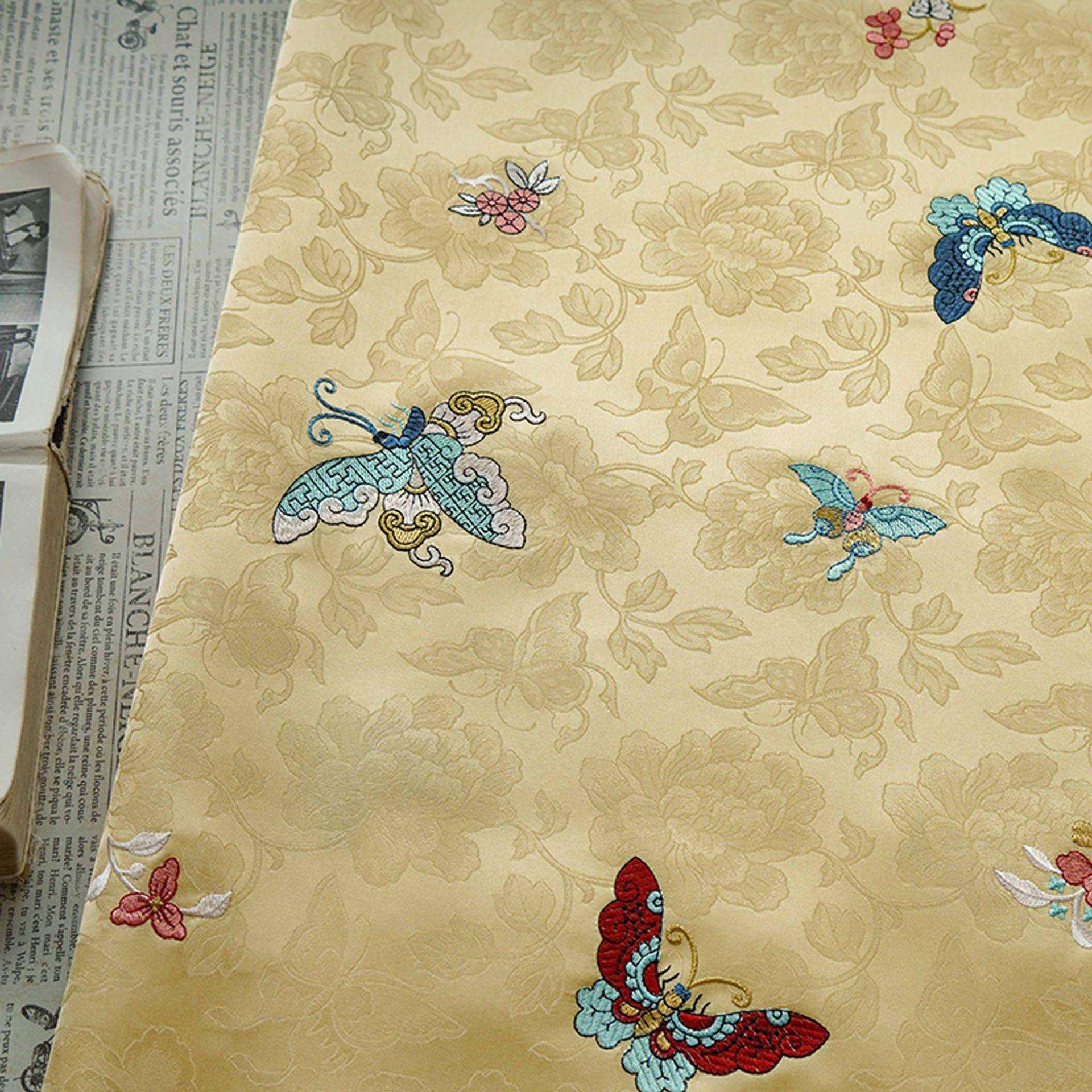 【翩起舞】新中式仿翩宋锦蝴蝶绣花料典雅汉服马面面裙HH577-外提