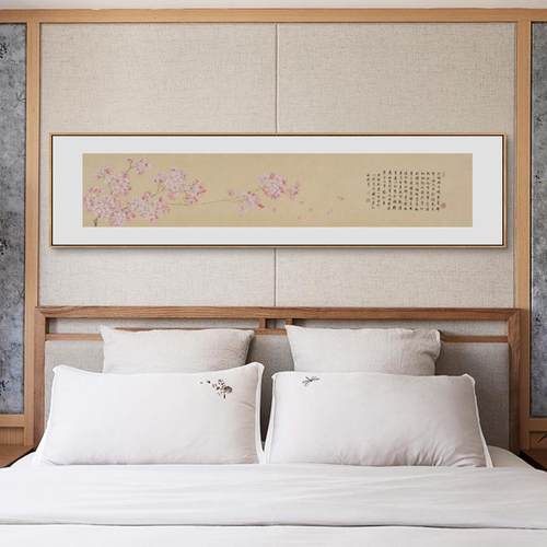 花装画漫新式禅意卧室AEW饰植物花卉挂画中横幅主卧床头壁画中国