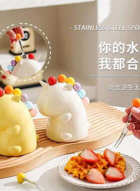 水叉家用套装果感叉子不锈钢30小4QLB可爱儿童收奢纳罐轻简约格调
