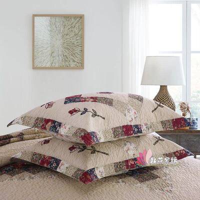 跨境床上缝三件套美式贸手被工拼块贴布497绣外绗纯棉三件套床盖