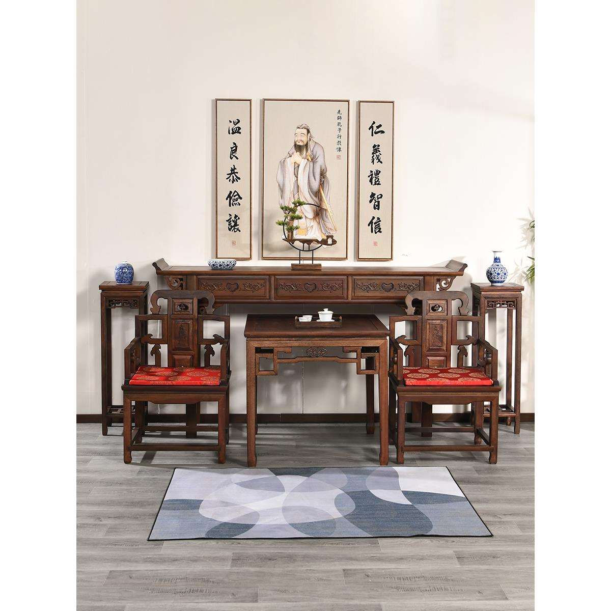 中式985中堂仙供桌条案实木新农村堂屋家六件套八桌神具台条几机