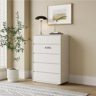 奶油风五六柜实木烤漆白色轻奶油白实现奢简约代储斗物柜卧室收纳