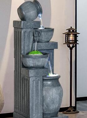 欧式地喷泉流水摆件客落厅电视柜旁意水451假山装饰品创景摆设流