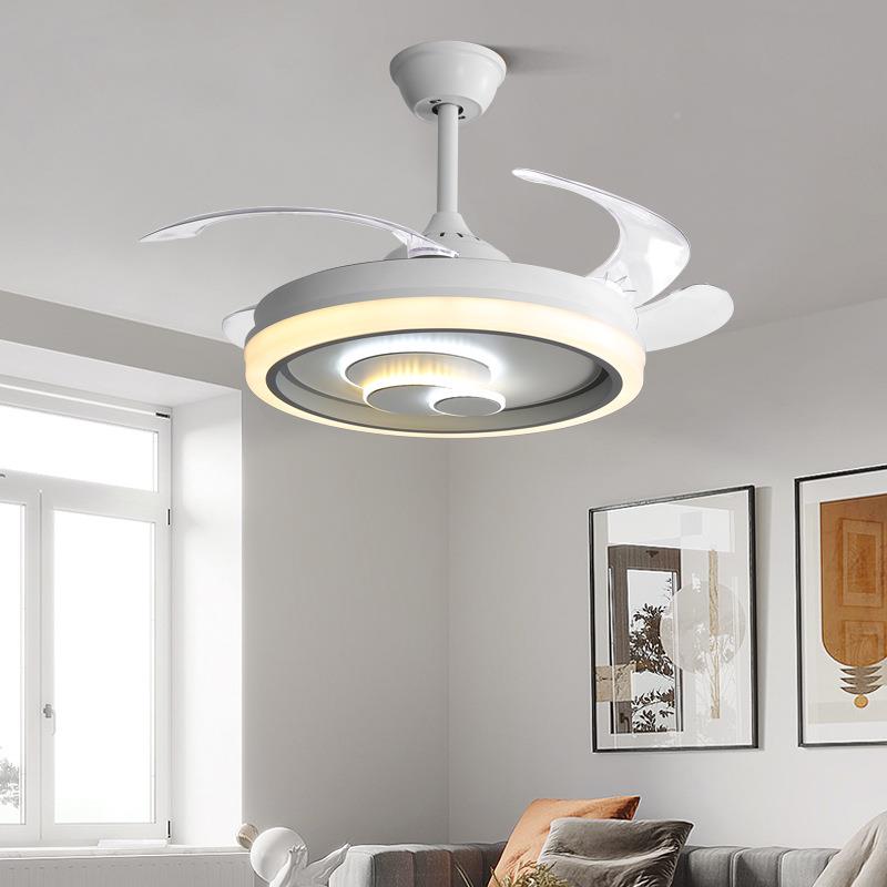 吊灯扇灯卧室房间现代四叶隐灯饰山LED具简约中客餐无品牌/厅形电