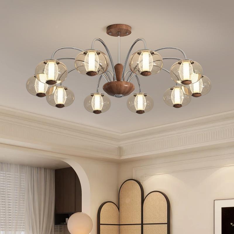 法式中494计古客吊灯vin木tage复古餐厅胡桃色书房卧厅室设师房间