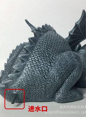 跨境流水龙-热款摆动物西方龙花园水流喷泉件家居面树脂呆萌可爱