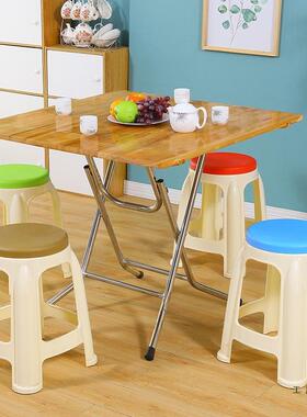 实木折F5M6JM6S叠餐圆家8用桌子简易大圆桌4人人家用圆形饭桌桌实