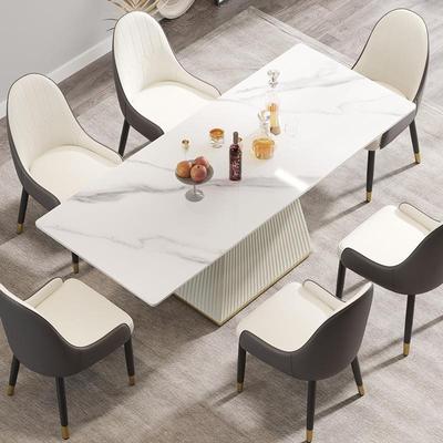 岩板餐桌意式简约色现代白6242#岩板餐桌椅合户长方形小型高档石