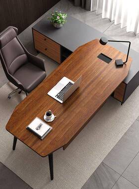 办经典公桌经理电pxx66795脑桌椅组合大班台简裁约代总老现板办公