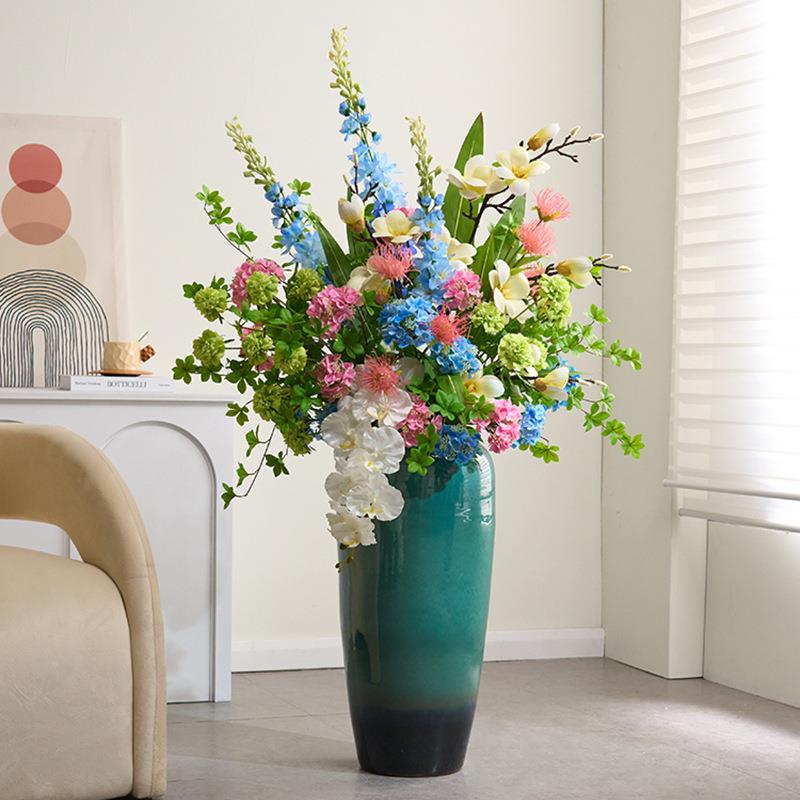 仿真客陶瓷大花瓶插花仿TBJ0ToUe真花假花装饰摆件电视柜厅旁高花