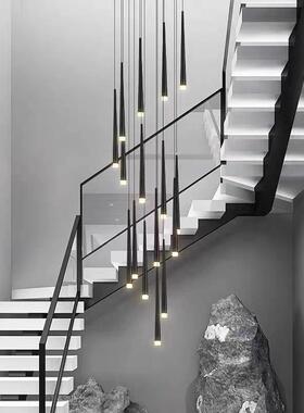 ld复式挑空吊灯创意轻奢e现代家居转别chandel墅ier旋楼梯长XNO吊